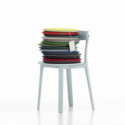 Coussin d\'assise Seat Dots tissu bleu / Ø 38 cm - Réversible - Vitra - Bleu / Bleu foncé - Mousse, Tissu
