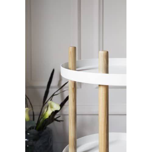 Desserte Block métal blanc bois naturel / Ø 45 cm - Normann Copenhagen - Blanc - Acier, Frêne