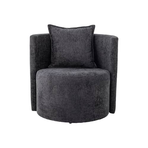 Fauteuil rembourré Morris tissu gris - Bloomingville - Gris foncé (tissu chenille) - Contreplaqué FSC, Mousse, Tissu chenille