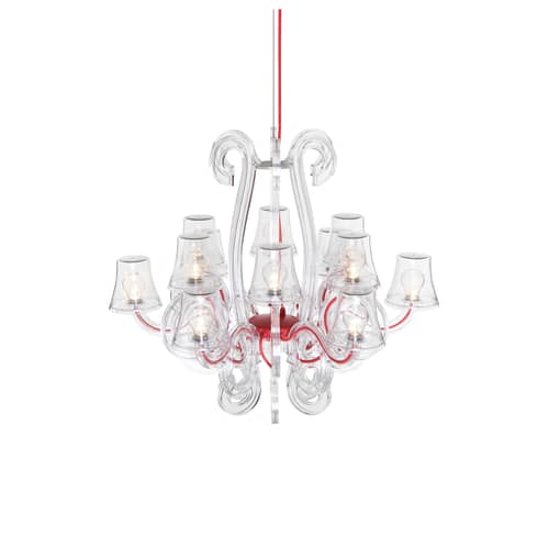 RockCoco 12.0 Outdoor pendant plastic material red transparent Ø 78 cm - 12 included bulbs - Fatboy - Transparent / Red cable - Polycarbonate