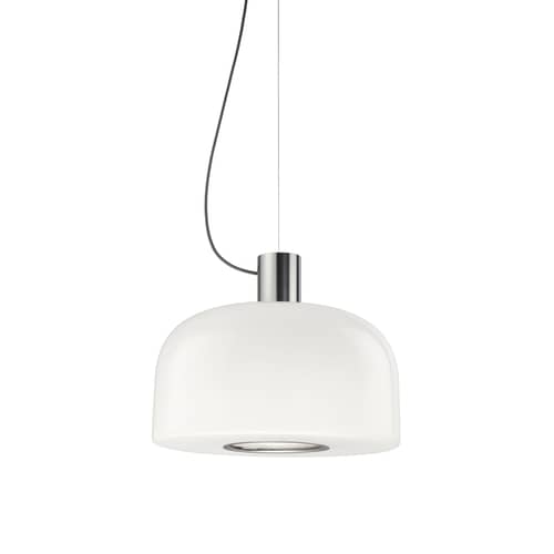 Bellhop Glass S2 Pendant glass silver / Ø 45 x H 25.2 cm - Flos - Shiny aluminium - Aluminium, Triplex opaline glass