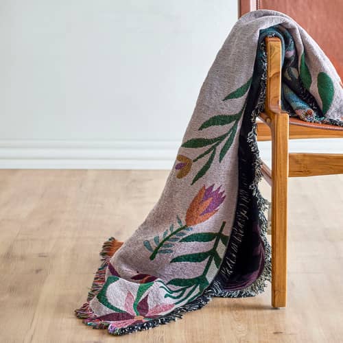 Plaid Yash / 160 x 130 cm - Bloomingville - Multicolore - Coton, Polyester