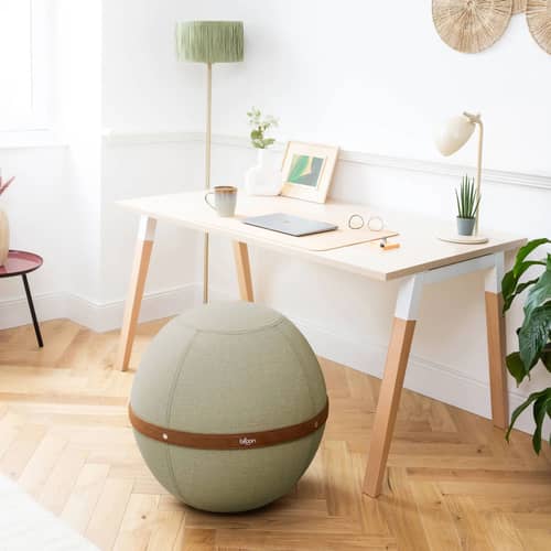 Pouf Original Regular tissu vert / Ergonomique - Ø 55 cm / Tissu chiné - BLOON PARIS - Vert Pistache - PVC, Tissu polyester chiné