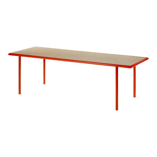 rechteckiger Tisch Wooden rot holz natur / 240 x 85 cm - Eiche und Stahl - valerie objects - Rot / Eiche - Eiche, Stahl