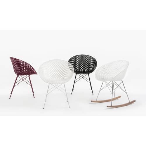 Rocking chair Smatrik / Patins bois - Kartell - Cristal - Acier chromé, Bois, Polycarbonate