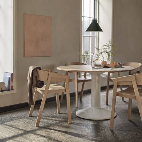 Runder Tisch Midst holz natur / Ø 120 cm - Eiche - Muuto - Eiche / Fuß glänzend grau - Geölte Massiveiche, Stahl