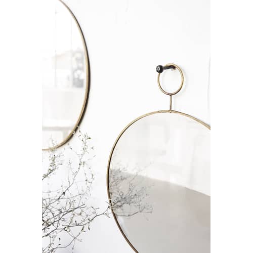 Specchio murale The loop vetro oro specchio metallo / Ottone - Ø 32 cm - House Doctor - Ottone - Ottone, Specchio