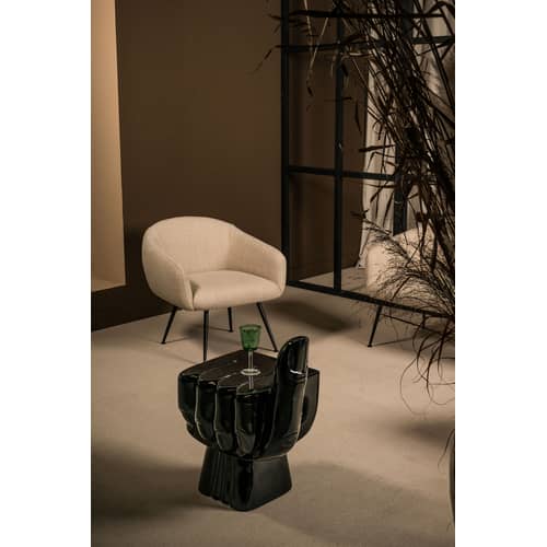Table d\'appoint Fist plastique noir / Pouf - 38 x 54 cm - POLSPOTTEN - Noir - Polyester laqué