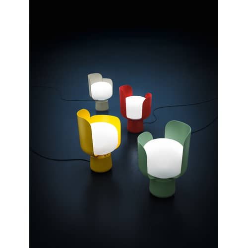 Blom Table lamp metal plastic material white H 24 cm - Fontana Arte - White - Lacquered aluminium, Polycarbonate