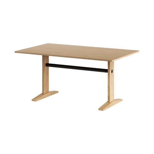 Table rectangulaire Post bois naturel / 160 x 95 cm - 6 places - TIPTOE - 160 x 95 cm - Acier thermolaqué, Bois massif plaqué chêne, Chêne massif