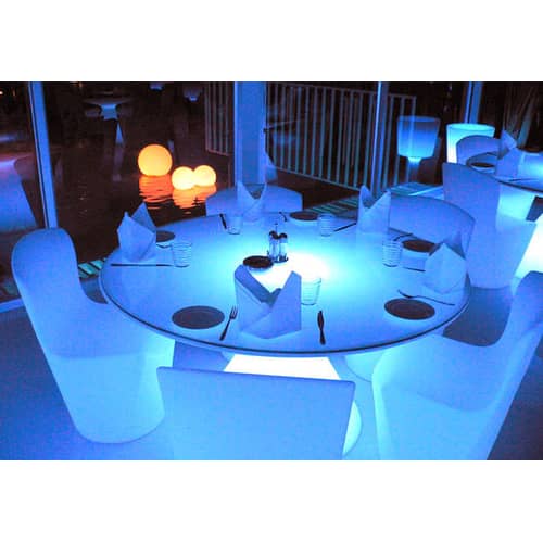 Table lumineuse Ed verre blanc / Ø 140 cm - Slide - Blanc - Plastique, Verre