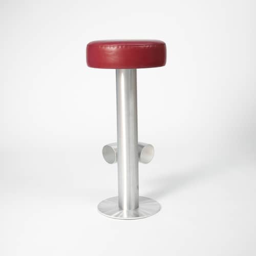 Tabouret de bar rembourré Bar cuir rouge / H 75 cm - Axel Chay - Cuir rouge - Aluminium, Cuir, Mousse