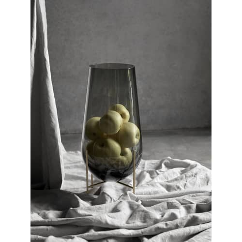 Vase Echasse Large métal verre gris or / H 60 cm - Audo Copenhagen - H 60 cm / Fumé & Laiton - Laiton massif, Verre