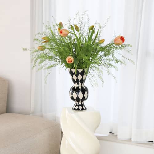 Vase Rhombic céramique noir / Ø 16 x H 29,5 cm - Peint à la main - & klevering - Noir - Grès