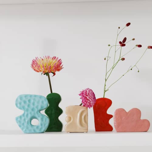 Vaso Clay ceramica rosa / L 12,5 x H 8,5 cm - & klevering - Rosa / L 12,5 x H 8,5 cm - Gres