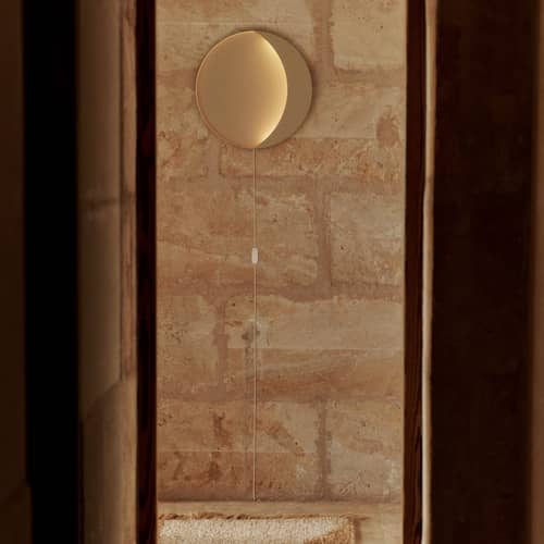 Neba Wall light with plug metal beige / Ø 45.5 cm - Ferm Living - Cashmere beige - Iron