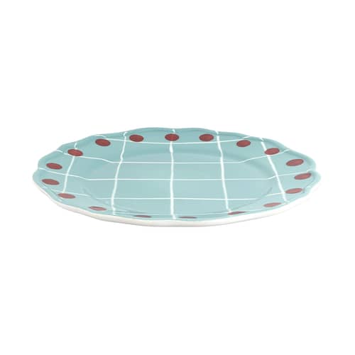 Assiette Quadri / Ø 27 cm / Peint à la main - Bitossi Home - Bleu / Pois rouge - Porcelaine