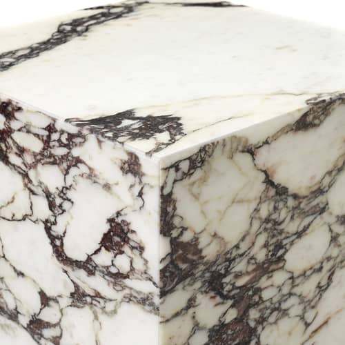 Beistelltisch Plinth Tall stein beige / Marmor - 30 x 30 x H 51 cm - Audo Copenhagen - Calacatta (Viola) Marmor - Akazienholz, Marmor