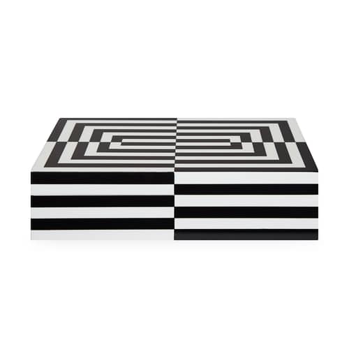 Boîte Op Art Large bois blanc noir / Laque - 30 x 20 cm - Jonathan Adler - Large - Bois laqué, Velours