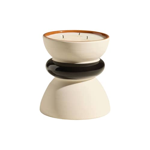 Bougie parfumée Tam tam céramique noir / Ø 15 x H 18 cm - Maison Sarah Lavoine - Noir / Senteur Oriental - Cire soja naturelle, Grès émaillé