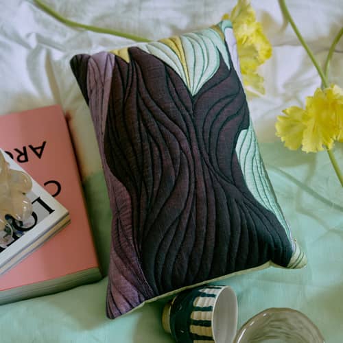 Coussin Watercolours multicolore / 50 x 30 cm - HK LIVING - Multicolore - Coton, Lin