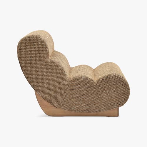Fauteuil rembourré Cozy tissu marron / Modulable - NV GALLERY - Caramel / Bois blond - Bois massif, Mousse haute densité, Tissu Tweed