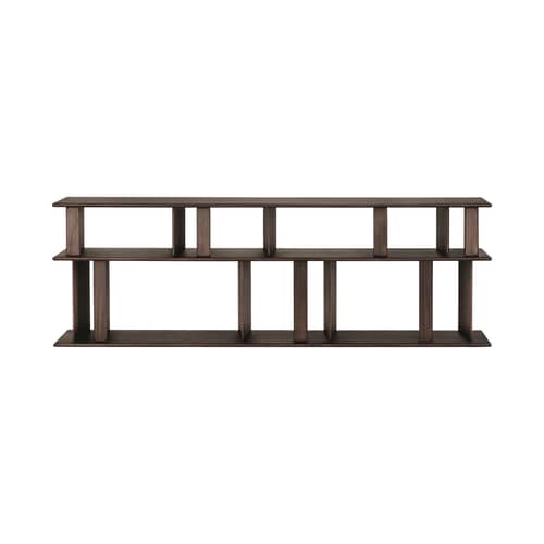 Etagère basse Block bois marron / L 210 x H 70 cm - Ethnicraft - Acajou espresso - Acajou massif teinté
