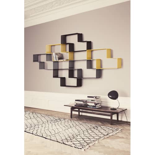 Étagère Dédal métal noir / Matégot - L 90 cm - Réédition 50\' - Gubi - Noir Minuit - Tôle d\'acier