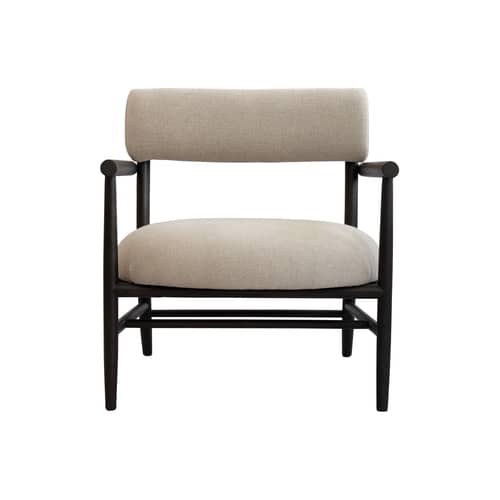 Fauteuil lounge Nama - 101 COPENHAGEN - Sable (Lin) / Chêne noir - Chêne massif, Lin, Mousse