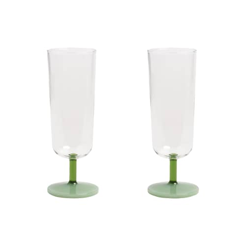 Flûte da champagne Mingle vetro verde / Set di 2 - & klevering - Verde - Vetro