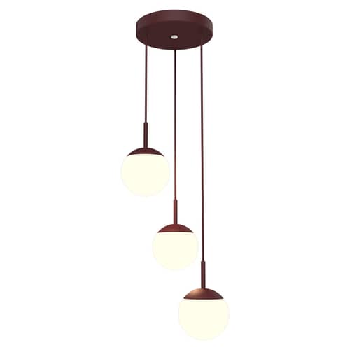 Mooon! Triple LED Pendant metal glass purple / Glass sphere - Bluetooth - Ø 15 cm - Fermob - Black cherry - Aluminium, Glass