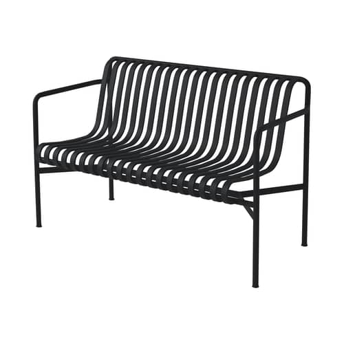 Panca con schienale Palissade / L 128 cm - R & E Bouroullec - Hay - Antracite - Acciaio laccato epossidico