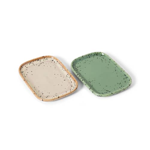 Piatto da dessert 70s ceramics ceramica multicolore / Vassoio piccolo - Set di 2 / 14,5 x 10,5 cm - HK LIVING - Matita - Gres smaltato