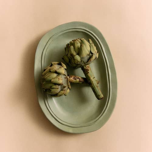 Plat de service New classics céramique vert / 39 x 29 cm - HK LIVING - Menthe - Grès