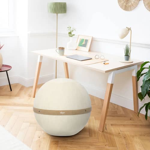 Pouf Côtelé Regular blanc / Ergonomique - Ø 55 cm / Velours côtelé - BLOON PARIS - Jasmin - PVC, Velours côtelé