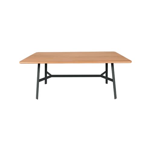 rechteckiger Tisch So\'O holz schwarz / 180 x 90 cm - 6 bis 8 Personen - Fermob - Karbon / Eiche natur - massive Eiche, Stahl