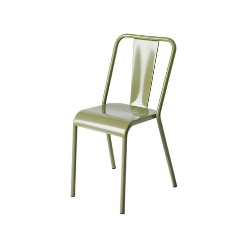 Sedia impilabile T37 metallo verde / Ripubblicato nel 1937 - Tolix - Giunco Verde - Acciaio inossidabile