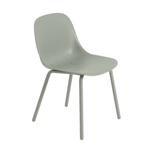 Stuhl Fiber OUTDOOR plastikmaterial grün / Recycelbarer Kunststoff - Muuto - Dusty-Grün - 100 % recycelter Kunststoff, thermolackierter Stahl