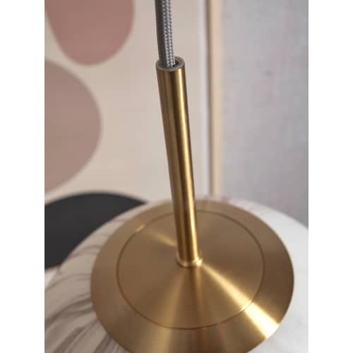 Suspension Carrara verre blanc or / Ø 28 cm - Verre effet marbre / Seconde vie - It\'s about Romi - Blanc effet marbre / Or - Métal, Verre