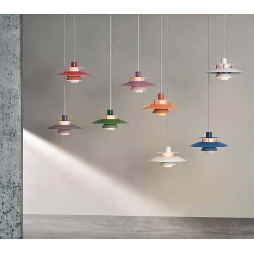 Suspension PH 5 Mini métal rose / Ø 30 cm - Louis Poulsen - Rose / Tiges bronze - Aluminium