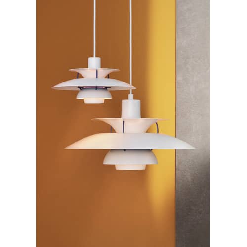 Suspension PH 5 Mini métal rouge / Ø 30 cm - Louis Poulsen - Rouge / Tiges bronze - Aluminium