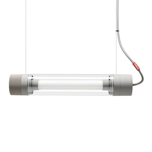 Pendelleuchte Tjoep Small plastikmaterial grau / LED-Wandleuchte - L 50 cm - Drehbar - Fatboy - Hellgrau - Kautschuk, Polykarbonat