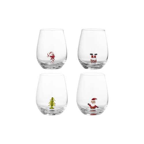 Set de 4 verres Misa / Figurine de Noël fixées à l\'intérieur - Bloomingville - Figurines Noël - Verre