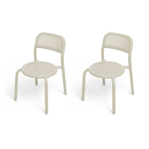 Stapelbarer Stuhl Toní metall beige / Set aus 2 Stapelbaren Stühlen - Fatboy - Sandfarben - Aluminium