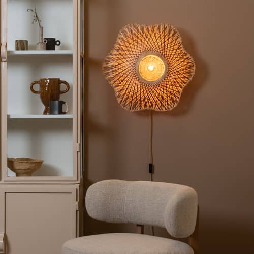 Applique avec prise Madura / Ø 44 cm - Bambou - GOOD&MOJO - / Ø 44 cm - Marron & naturel - Bambou, Fer