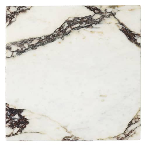 Beistelltisch Plinth Cubic beige / Marmor - 40 x 40 x H 40 cm - Audo Copenhagen - Calacatta (Viola) Marmor - Akazienholz, Marmor