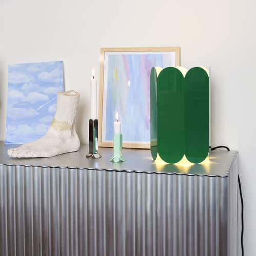 Bougeoir Arcs Large / H 13 cm - Hay - Miroir - Alliage de zinc