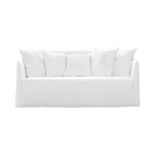 Canapé droit Ghost 10 tissu blanc / L 180 cm - Gervasoni - Blanc (tissu lin) -  Plumes, Bois, Mousse polyuréthane, Tissu