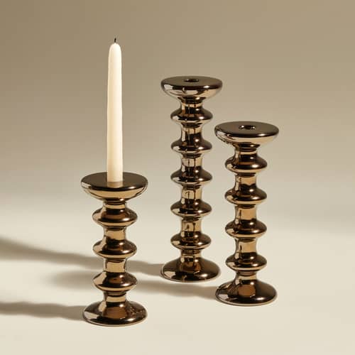Slave Candle stick ceramic gold / H 20 cm - Maison Sarah Lavoine - Bronzed Gold - Ceramic