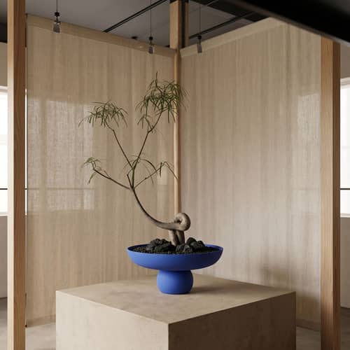Centre de table Baburu Big céramique bleu / Ø 43 x H 18 cm - 101 COPENHAGEN - Bleu Marrakech - Céramique